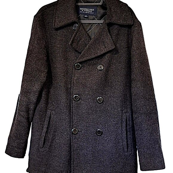 Roundtree & Yorke Women’s Small Wool Blend Charcoal Double Breasted Peacoat - Picture 1 of 5